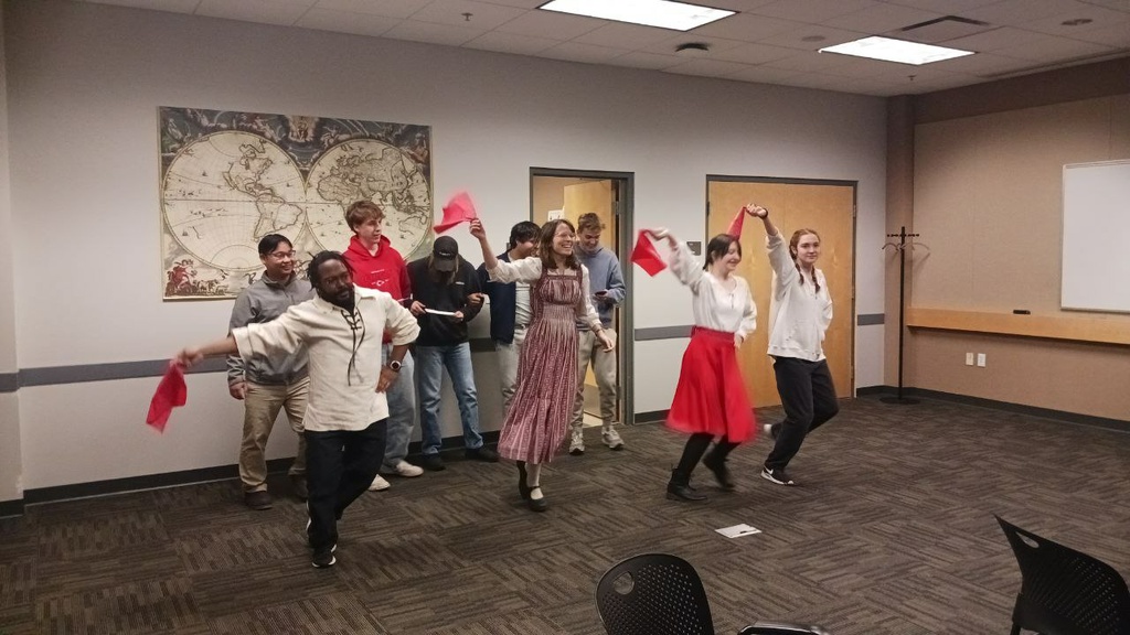 Student perform a traditional Russian dance at the Kapustnik festival event